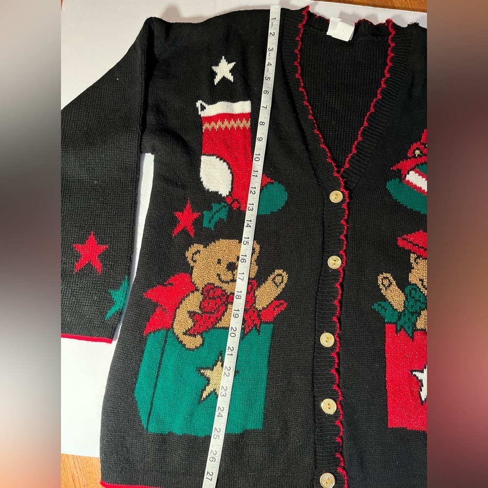 Vintage Holiday Time USA Made Womens Knit Christmas Theme Cardigan Sweater M - Picture 8 of 8
